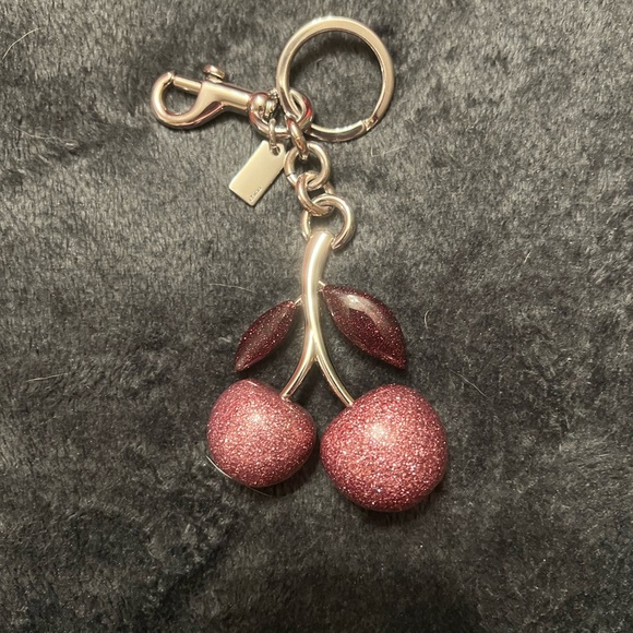 Coach pink and reds glittered cherry keychain - Picture 2 of 3